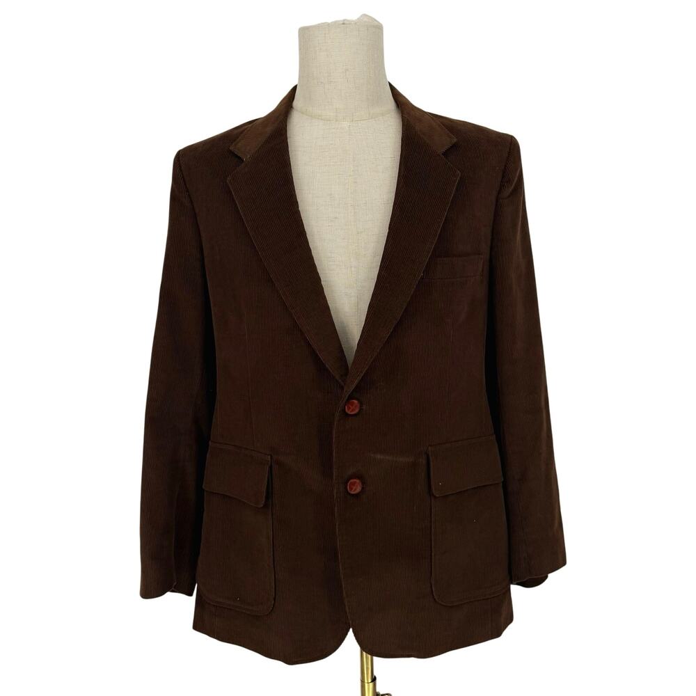 Vintage 1970s Sears Brown Corduroy Blazer Jacket Men's 44R Normcore Retro